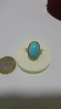 Turquoise Ring 18kt Gold 750 6.6gr New - Gift Idea