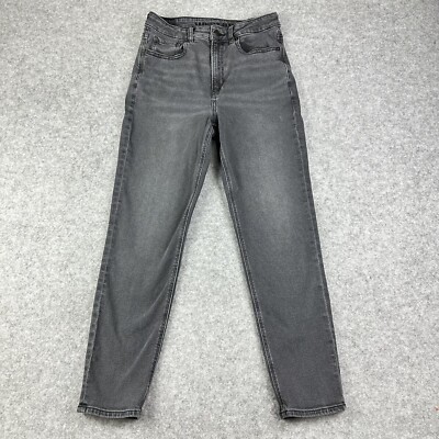 American Eagle Mom Jeans Womens 6R Faded Black Casual Everyday Stretch Denim