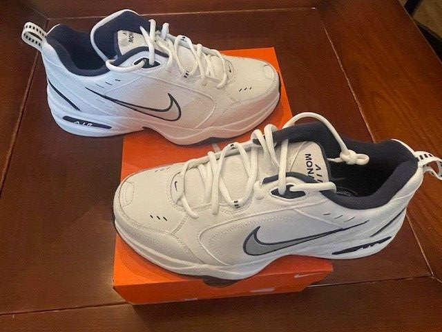 Brand New Nike Air Monarch IV White/Metallic Silver Mens Size 10