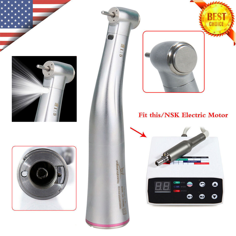 Low Speed Dental Handpiece AZDENT 1:5 LED Contra Angle Dental Handpiece - Fits NSK Electric Motor, Low Speed Endo Handpiece