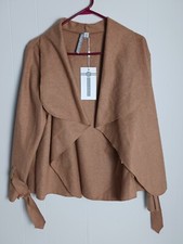 Caramel Buckle-detail Draped Open Jacket Size M Women's New