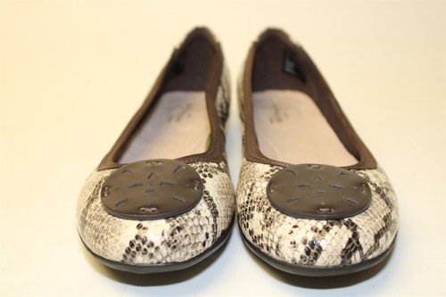 Clarks Collection Womens Wide 8 39 Snakeprint Leather Ballet Flats Shoes 13288 - Picture 11 of 24