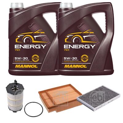 FEBI BILSTEIN Inspektionspaket 10L MANNOL Energy 5W-30 für Audi A4 Cabriolet