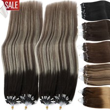 Balayage Micro Ring Loop Tip Remy Human Hair Extensions Micro Beads Link Hair US