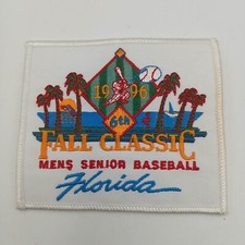Mens Senior Baseball 6th Fall Classic 1996 Patch Florida Palm Trees & Shark Logo
