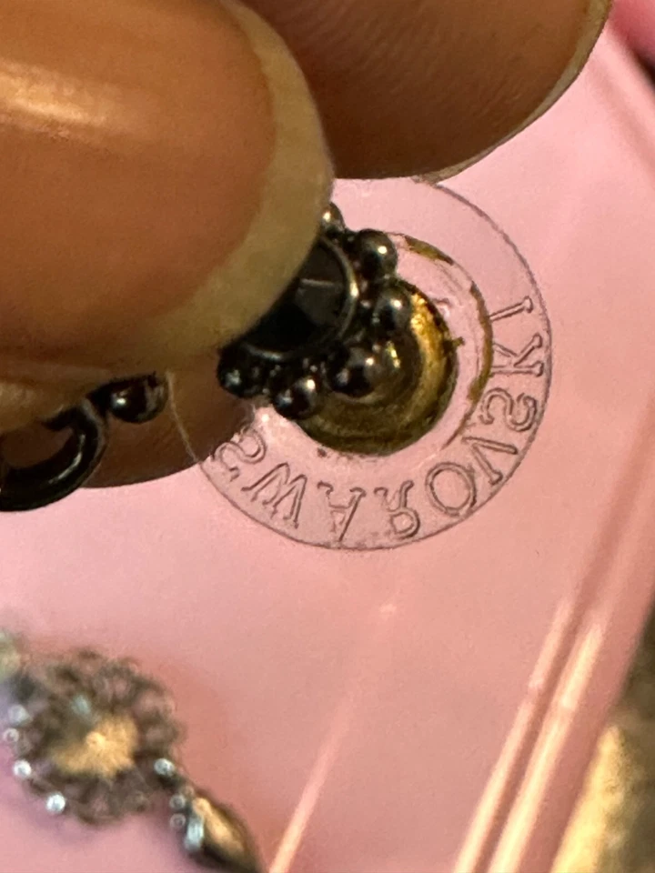 Swarovski Black Crystal Drop Earrings With Intricate SilverTone Filigree Design - Image 2 of 4