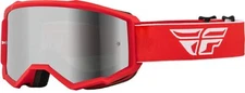 Fly Racing 2023 Zone Goggle (Red/White W/Silver Mirror/Smoke Lens, Youth)