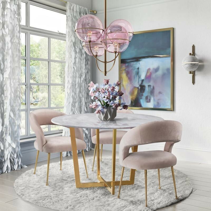 Rocco Blush Velvet Dining Chair Blush Glam Modern Contemporary Traditional For Sale Online