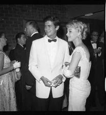 Anthony Perkins Venetia Stevenson at party Original 2.25 x 2.25 Camera Negative 