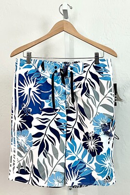 Adidas Avalon Floral Blue and White Board Shorts Men's Size Med