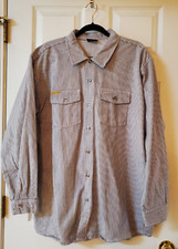 Vintage Prison Blues Pinstriped Denim Low Pocket Triple-Stitch Shirt 1930s