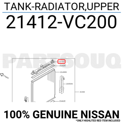 21412VC200 Genuine Nissan TANK-RADIATOR,UPPER 21412-VC200 | eBay