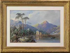 Scottish Loch Watercolor Painting Cornelius Pearson 1805-1891 Signed Dated 1858