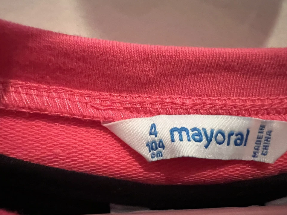 Mayoral Girls Long Sleeves Top With “Tutu” Dress Size 4 - Bright Pink & Black - Image 3 of 4