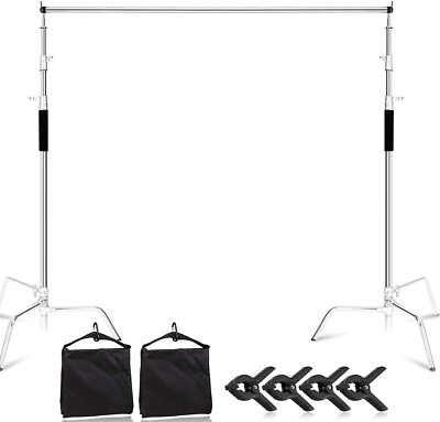 Heavy Duty 10FT Background Backdrop C Stand Studio Turtle Base Stainless Steel