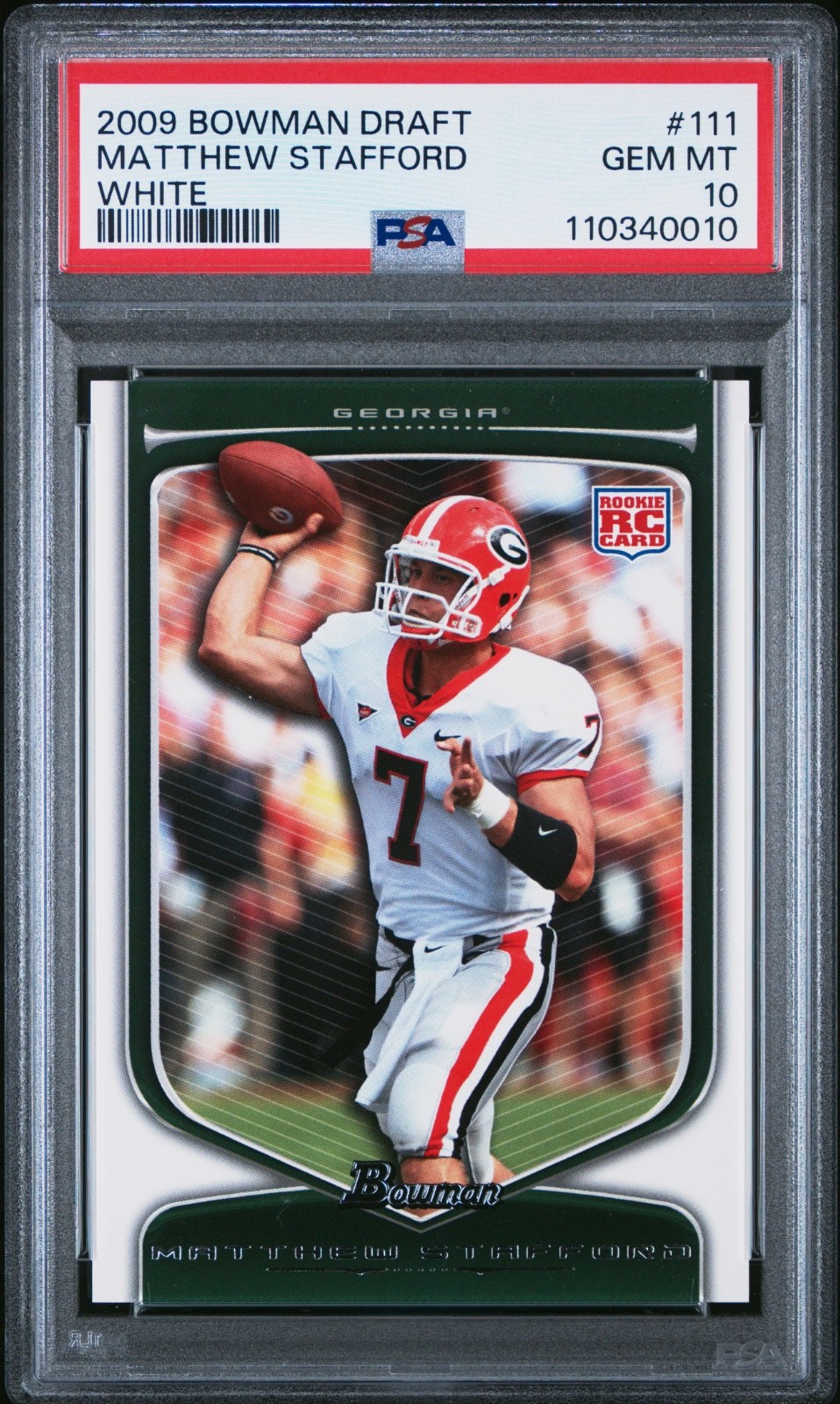 Matthew Stafford 2009 Bowman Draft Picks White Rookie #257/299 - PSA 10 - POP 7