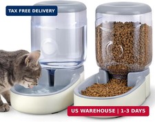 2 Pack Automatic Cat Feeder and Water Dispenser Pet Dog Gravity Feed Bowl