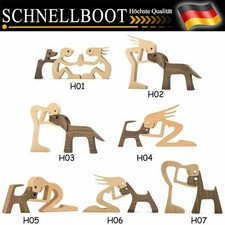 Hand Geschnitzte Holz Statue Figuren Skulpturen Nette Hund Wohndekoration