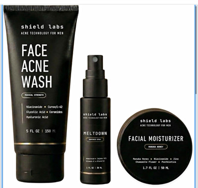 Shield Labs Men s Acne 3pc Set Wash + Ultra Lightweight Moisturizer + Adapalene