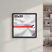 Stylish 20x20 Square Picture Frame - Polished Plexiglass, Black Engineered Wood