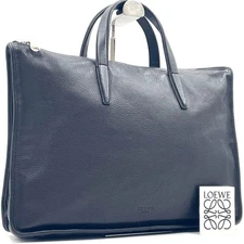 Loewe Anagram Men's Business Bag Briefcase Handbag Leather Black Used Authentic