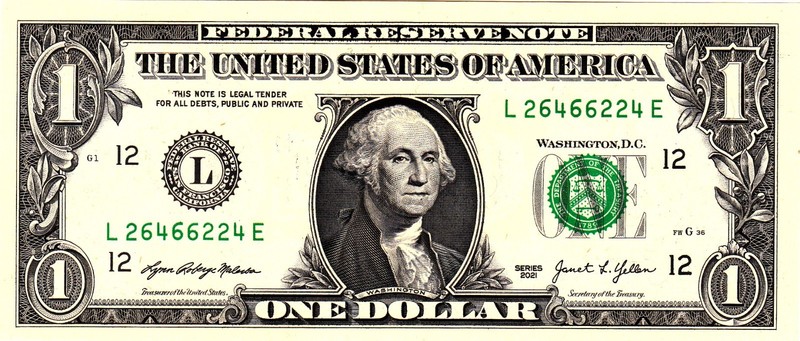 $1 2021 Fancy Serial  Uncirulated CU L26466224E