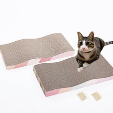 Rascador de cart n reversible para gatos de interior, grande, con hierba gatera