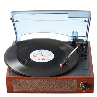 Vinyl Record Player w/ Speakers & Bluetooth 3-Speed Vintage Turntable RCA Output