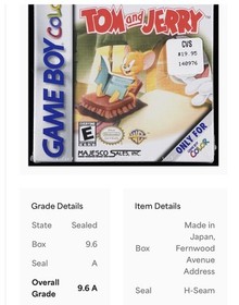 1st Print Tom And Jerry 9.6A PSA Nintendo Gameboy Color GBC WATA CGC VGA &