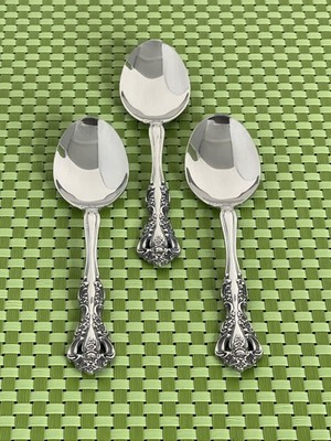 Oneida MICHELANGELO Stainless 3 Place/Oval Soup Spoons CUBE Mark Glossy - 6 5/8''