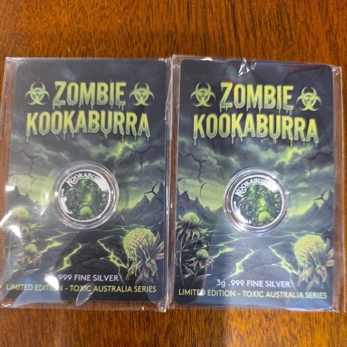 2 - 2026 Zombie Kookaburra Edition 3g .999 Colorized Silver art medal in card