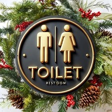 Black Golden Toilet Charming Farmhouse Tin Metal Signs Home D cor 8x8