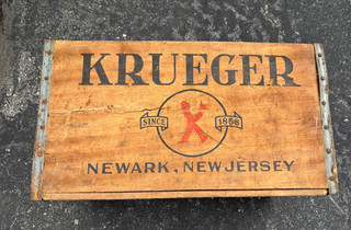 Sharp Vintage 1941 Krueger Beer Wood 12oz. Bottle Crate Box Newark New Jersey