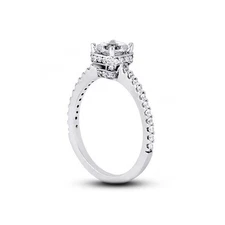 1.25 CT H VS2 Radiant Natural Certified Diamonds 14K Gold Classic Sidestone Ring