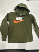 Nike Olive Green Kids Pullover Hoodie Medium Fleece Logo Long Sleeve