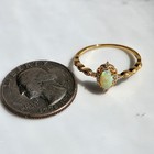 925 Sterling Silver Natural 6x4mm Opal Size 6.75 Ring 18k Yellow Gold-Plate — photo 2