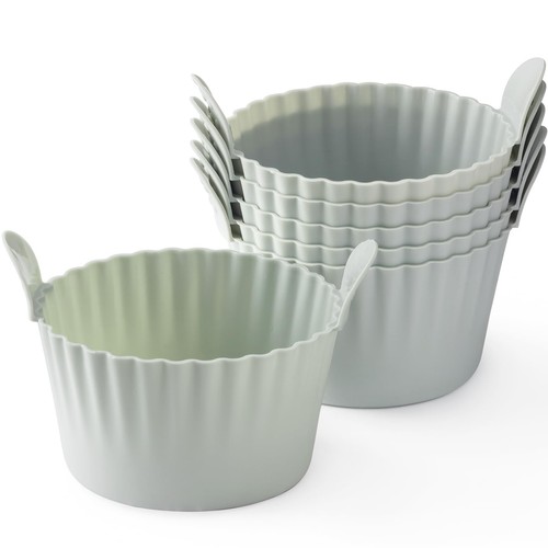 Ramekins for Air Fryer, 6Pcs Air Fryer Egg Moulds & Large Muffin Cases,Grey