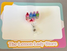 Retro Baby Bottle Pop Badge Reel   Nostalgic Candy ID Holder  Fun Badge Clip