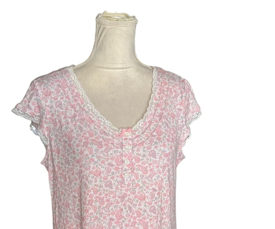 Camisón Miss Elaine Cachemira Floral Encaje Largo Tejido Rosa Prendas para dormir Talla S Foto 3 de 4