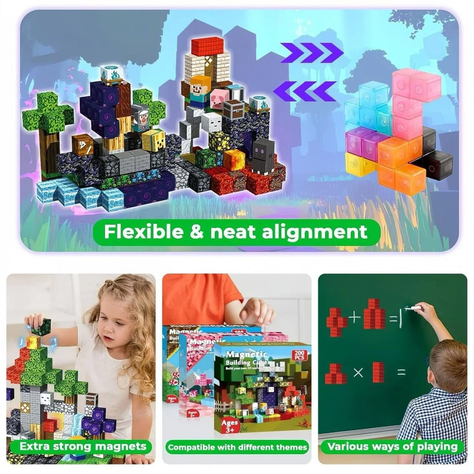 200 PCS Magnetic Blocks Building  Set for Kids – Educational STEM Magnet Toys - Image 4 of 4