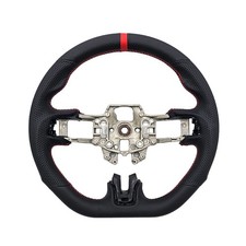 Revesol Black Leather W Red Ring Flat Steering Wheel For 2015-2017 Ford Mustang
