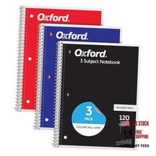 Spiral Notebooks, 3 Pack, 3 Subject, College Ruled Notebooks for Pack of 3