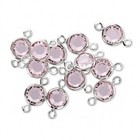 12 Rhodium Plated Brass 6.14-6.32mm Links with Swarovski Lt Rose Pink Crystals