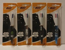 4 Star Wars 4 Color BIC Vader YODA R2D2 Storm Trooper Collectible  Ball Pen NIP
