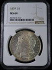 1879 Morgan Silver Dollar $1 NGC MS 64 Great Toning & Eye Appeal 90% US Silver