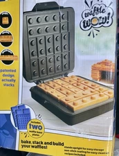 Waffle Wow Building Brick Electric Waffle Maker- BLACK w/ 2 Construction Plates