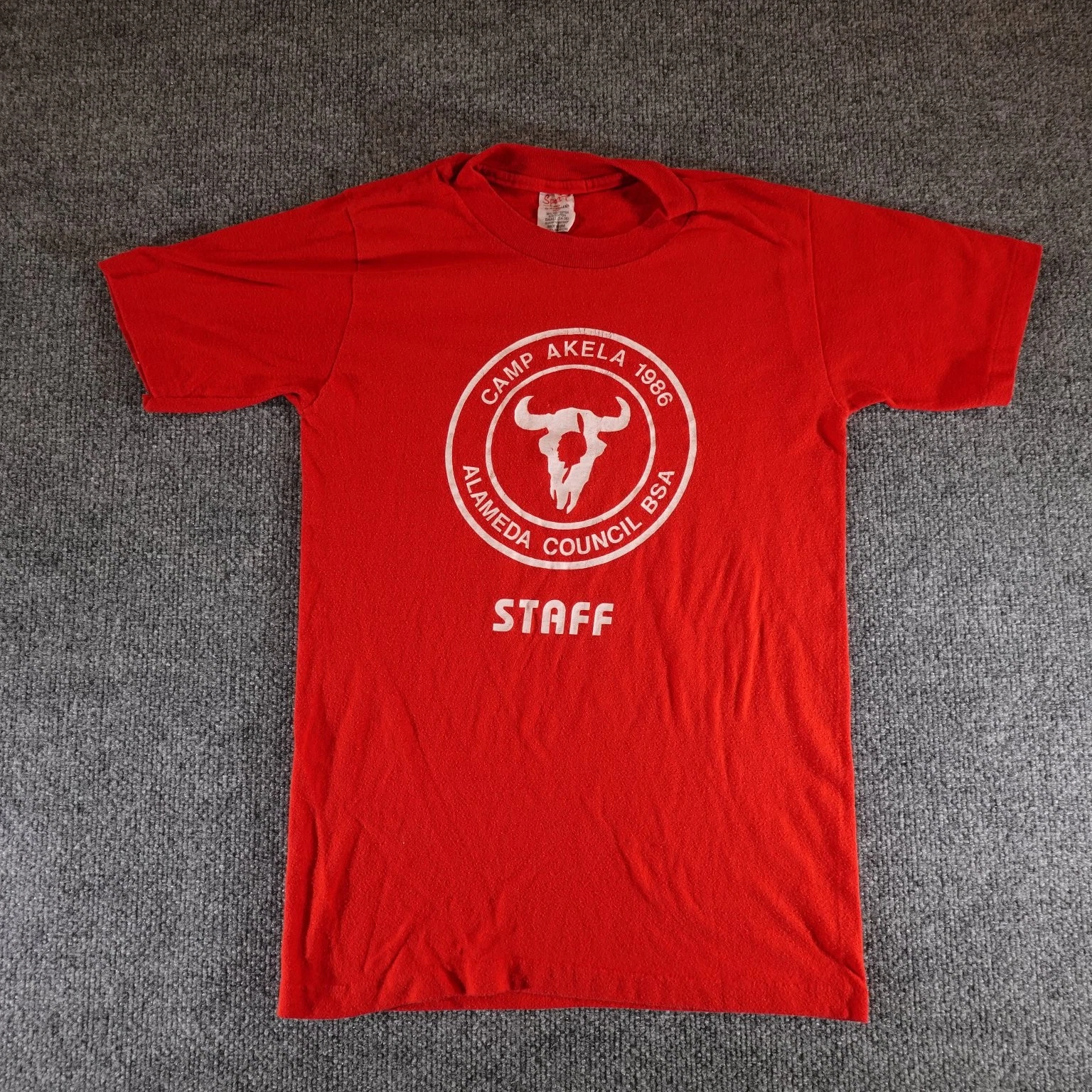 Sport-T Vintage 1986 Camp Akela Staff Men's Red Small T-Shirt Cotton