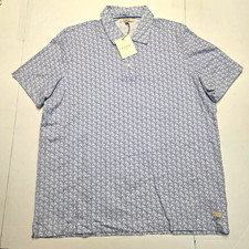 NEW 188 Hagen Carmel GEOMETRIC S/S Polo Shirt Men XL X-LARGE Light Blue COTTON