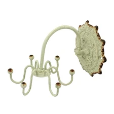 Small Metal Victorian Jewelry 6 Swivel Hooks Wall Hanger Rustic Beige Finish