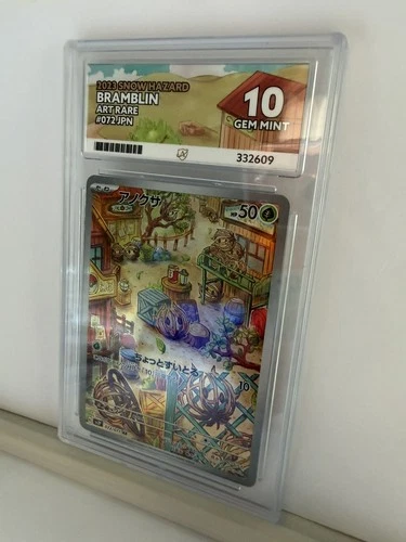 Pokémon Card Bramblin AR 072/071 Snow Hazard SV2P Full Art Ace 10 Gem Mint